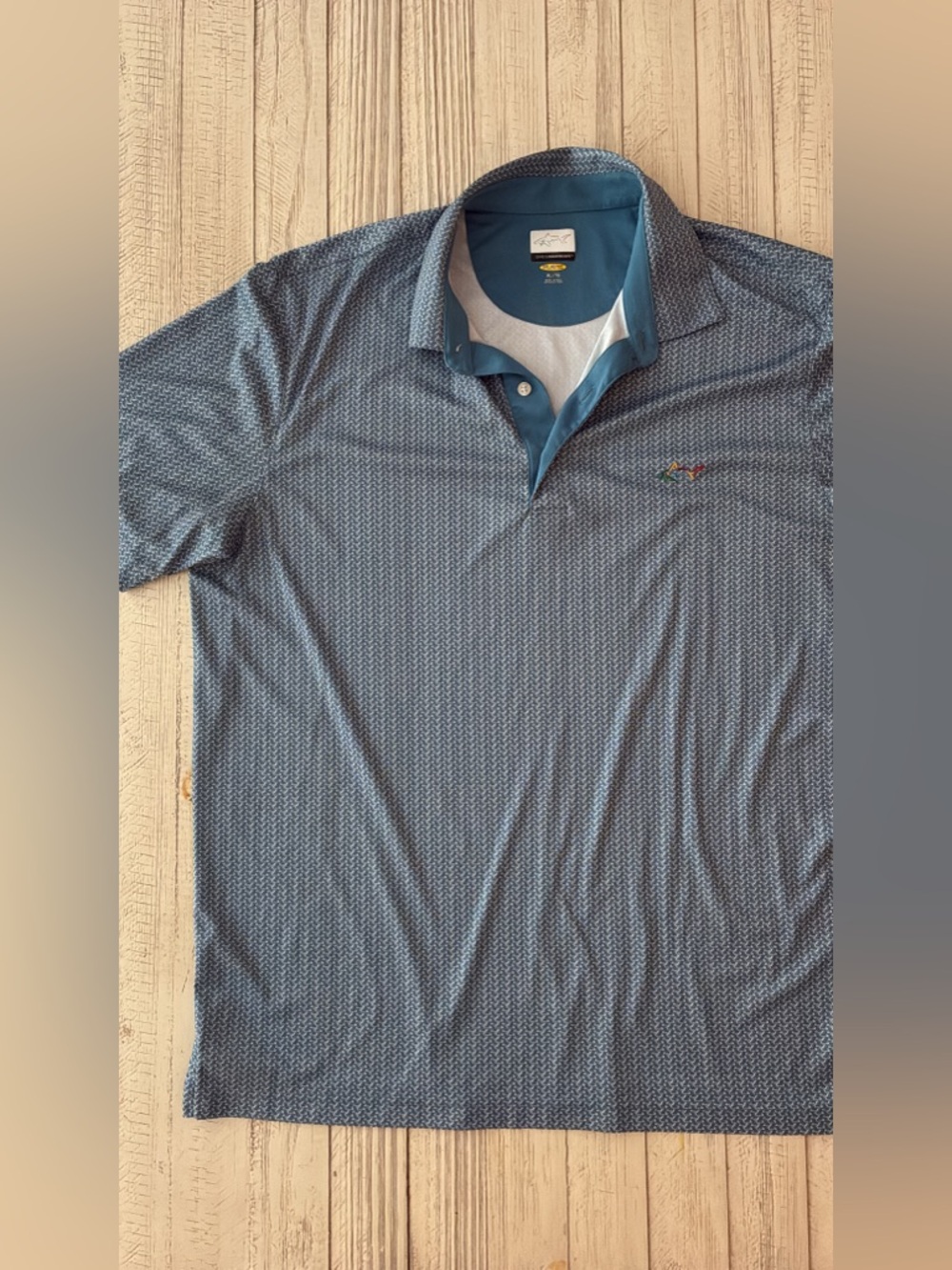 Greg Norman Collection Men's XL White and Navy Patterned Polo